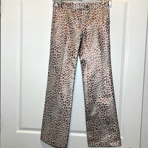 Bonpoint Paris pink red in cream leopard print dress pant. Sz 12